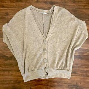 Lush Women's Open Knit‎ Lightweight Neutral Dolman Short-Sleeve Sweater. Size XS
